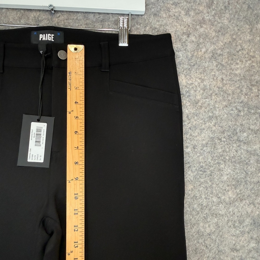 Paige Winona High Rise Flare Bootcut Pants Womens 32 Front Slit Black Rayon Blen - Picture 8 of 14
